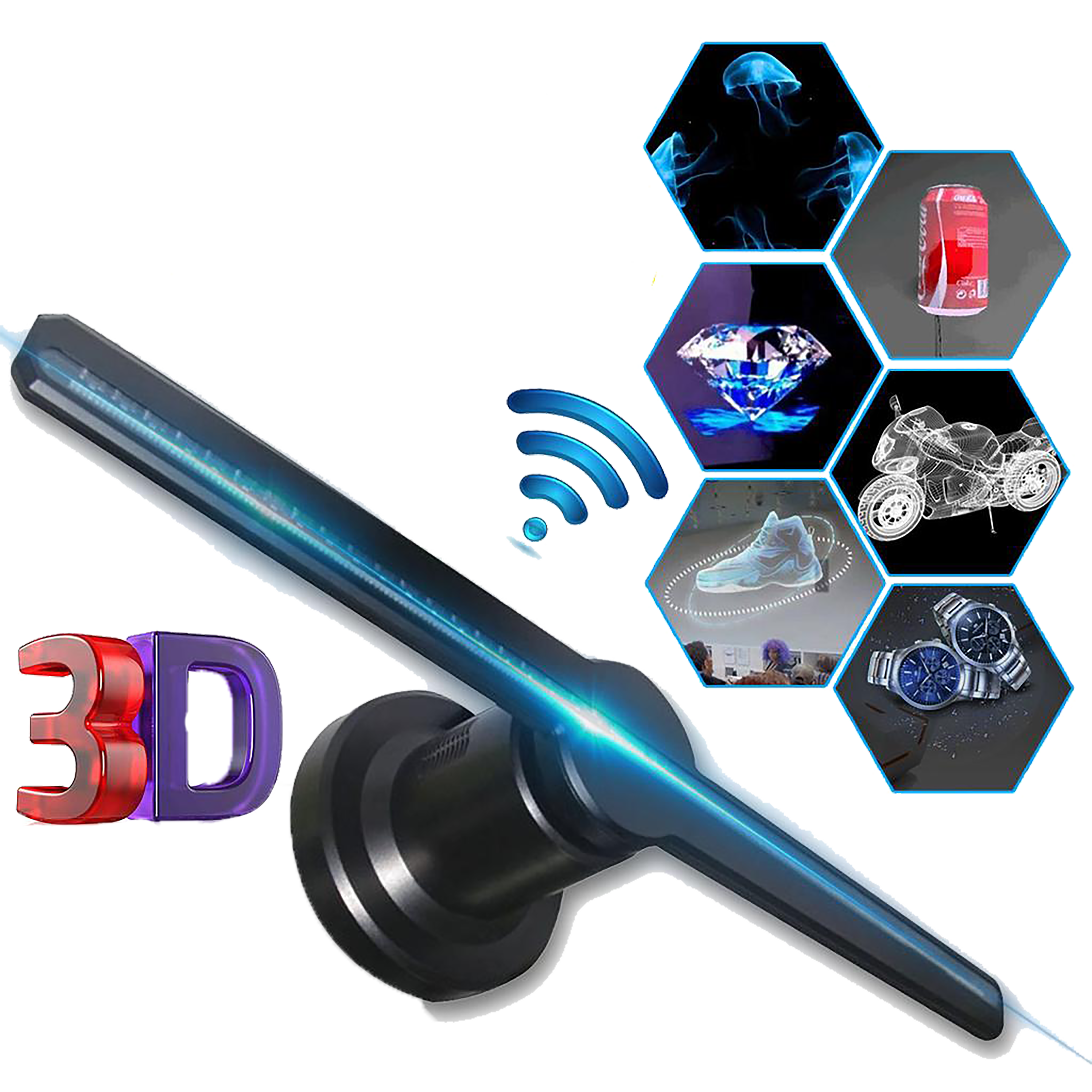 TREND 150cm Holographic Advertising Fan β 3D LED Display with Bluetooth Audio, High Resolution, and Remote Control β Perfect for Retail & Events, Sleek Black Design TREND 150cm Holographic Advertising Fan β 3D LED Display with Bluetooth Audio, High Resolution, and Remote Control β Perfect for Retail & Events, Sleek Black Design